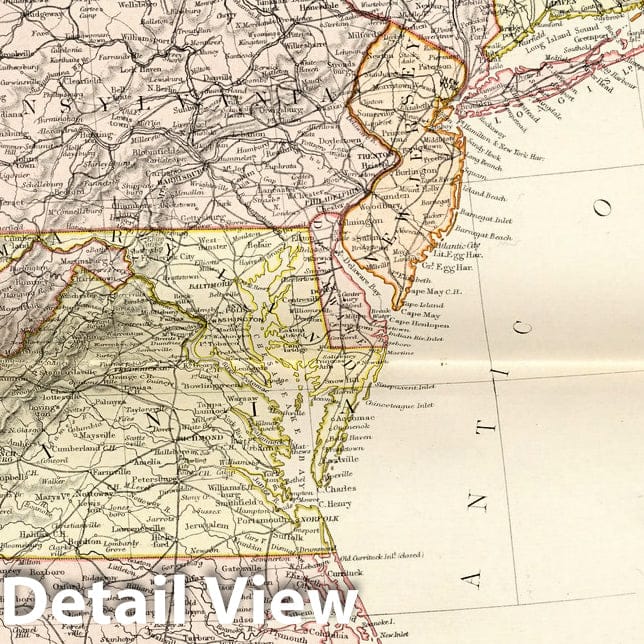 Historic Map : World Atlas Map, United States of North America. Atlantic States and Valley of the Mississippi (in two sheets). 1882 - Vintage Wall Art