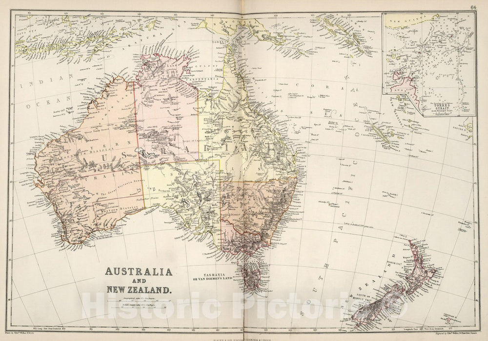 Historic Map - World Atlas Map, Australia and New Zealand. 1882 - Vintage Wall Art