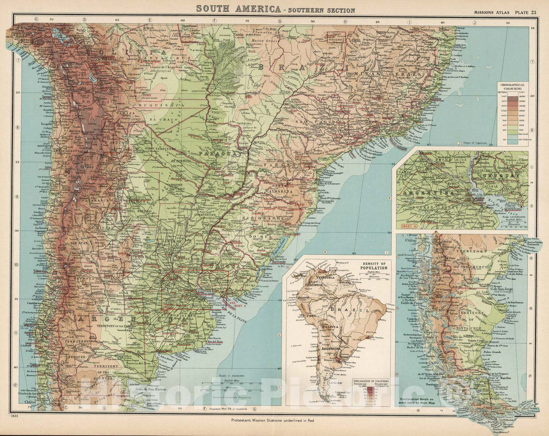 Historic Map : World Atlas Map, Composite: South America 1923 - Vintage Wall Art