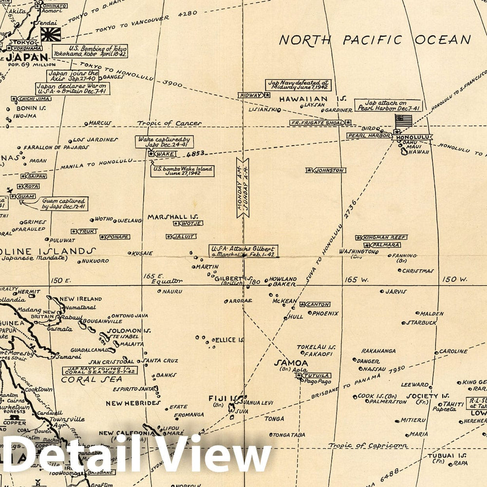 Historic Map : War map of Asia, Australia, Pacific Ocean, and North America, 1942 - Vintage Wall Art