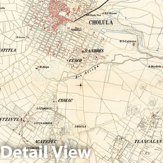 Historic Map : Mexico, Puebl (Mexico : State) Carta topografica de Los alrededores de Puebla. 1a. Edicion 1881 1881 , Vintage Wall Art