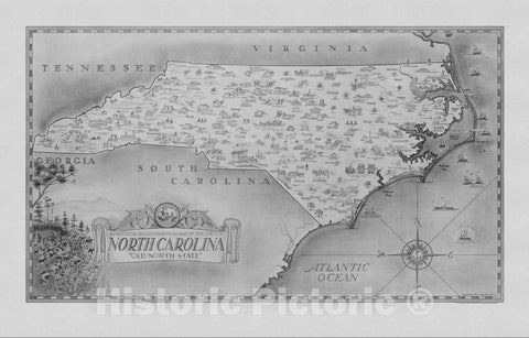 Historic Map : An historical and geographical map of the State of North Carolina, 1934 v1