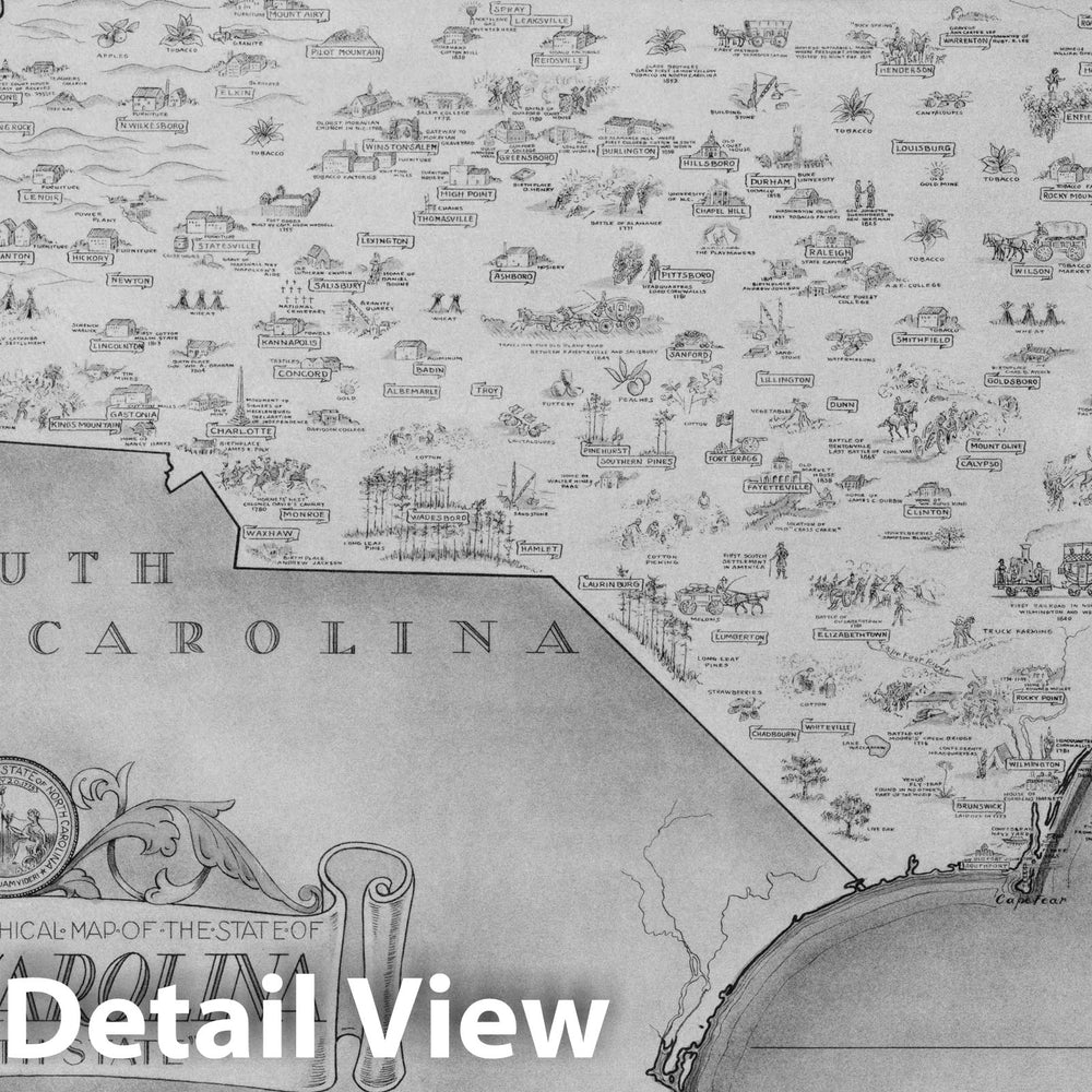 Historic Map : An historical and geographical map of the State of North Carolina, 1934 v1