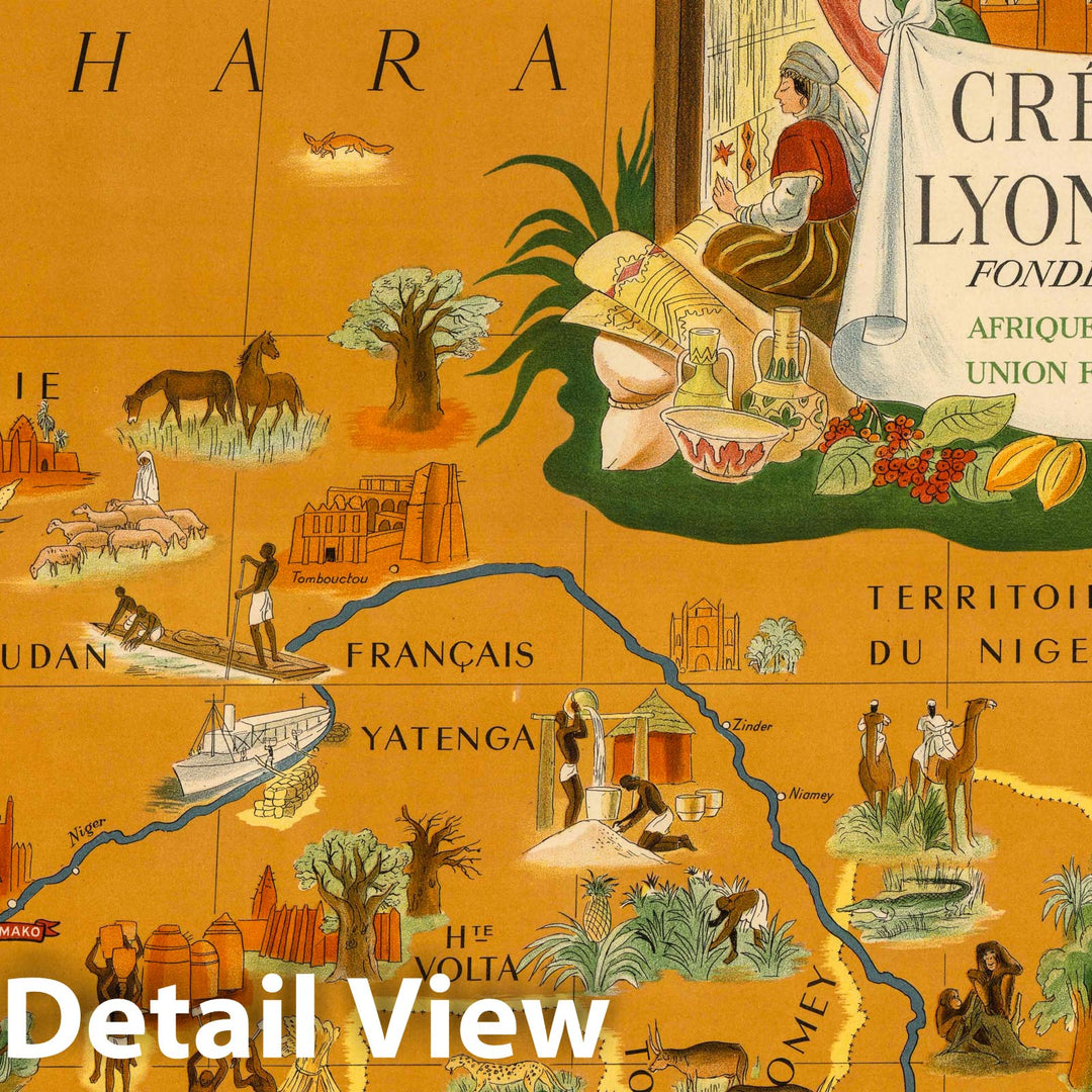 Historic Map : Africa, North Credit Lyonnais; Fonde en 1863. Afrique du Nord : Union Francaise 1960 , Vintage Wall Art