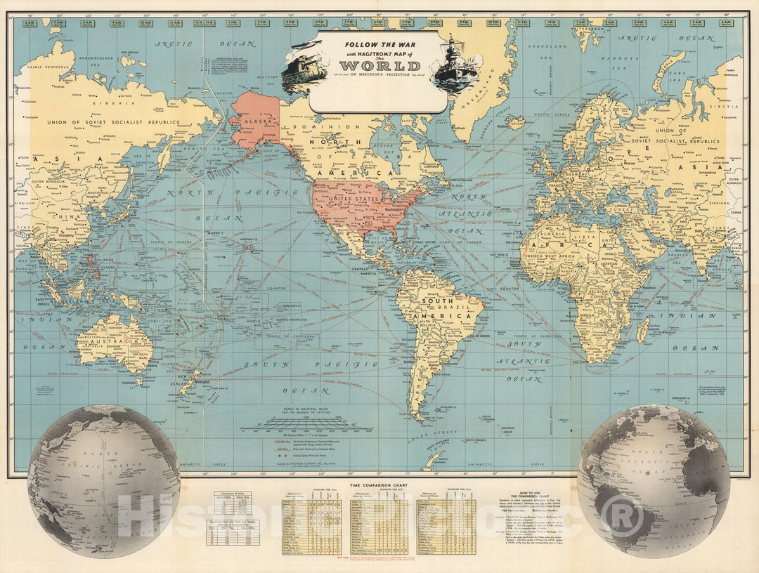 Historic Map : Follow the War with Hagstrom's Map of the World, 1942 v2