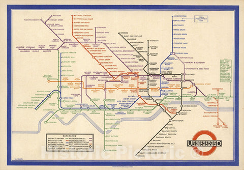 Historic Map : Map of London's Underground Railways, 1933 - Vintage Wall Art