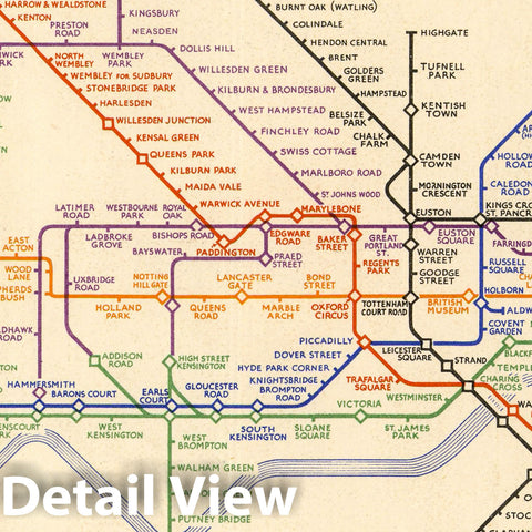 Historic Map : Map of London's Underground Railways, 1933 - Vintage Wall Art