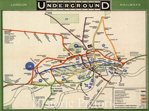 Historic Map : London Underground Railways. 1909 - Vintage Wall Art