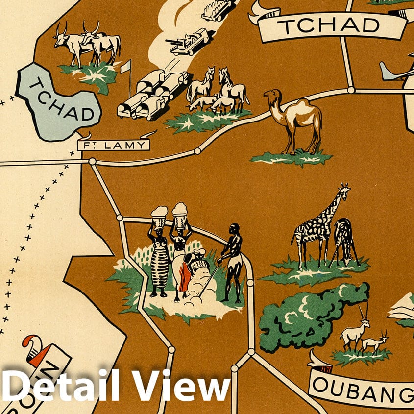 Historic Map : Chad, , Africa Afrique Equatoriale Francaise, AEF. (French Equatorial Africa.) , Vintage Wall Art