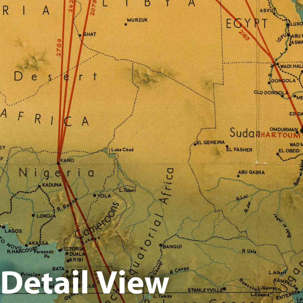 Historic Map : South African Airways Route Map, 1950 - Vintage Wall Art