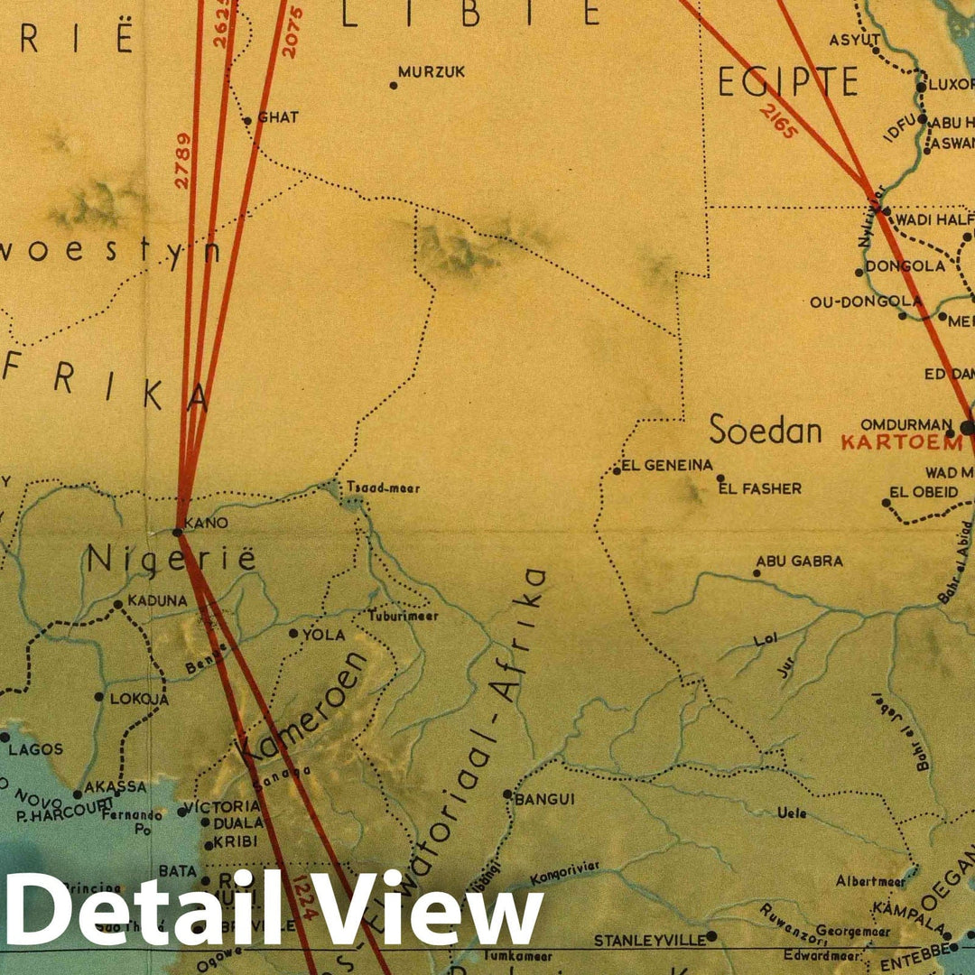 Historic Map : Suid-Afrikaanse Lugdiens Roetekaart. (South African Airways Route Map), 1950 - Vintage Wall Art