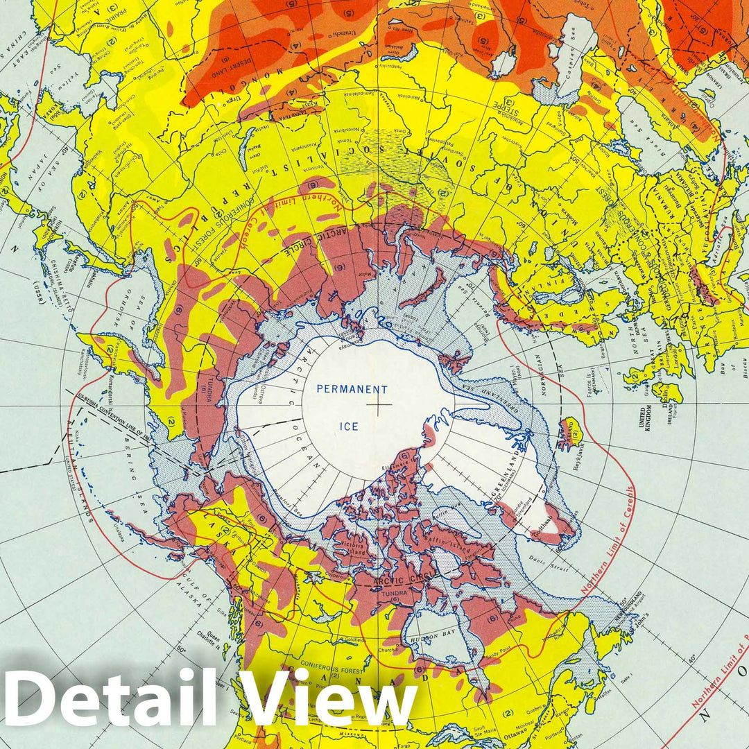 Historic Map : U.S. Air Force. Vegetation Chart GH-6a, Northern Hemisphere. 1957 - Vintage Wall Art