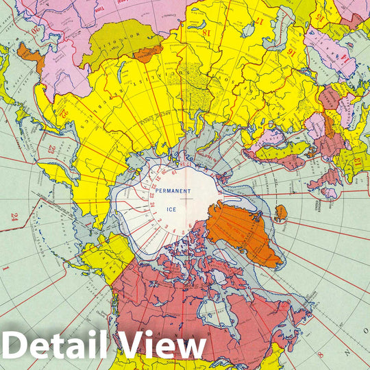 Historic Map : U.S. Air Force. Political and Time Chart GH-1a, Northern Hemisphere. 1957 - Vintage Wall Art