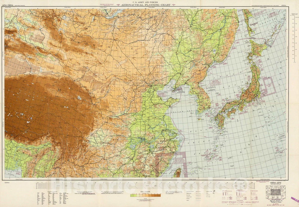 Historic Map - U.S. Army Air Forces. Aeronautical Planning Chart. China (AP-6) 1951, Historic Map - Vintage Wall Art