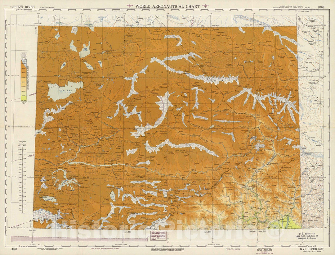 Historic Map : World Aeronautical Chart. Kyi River (437). 1949 - Vintage Wall Art