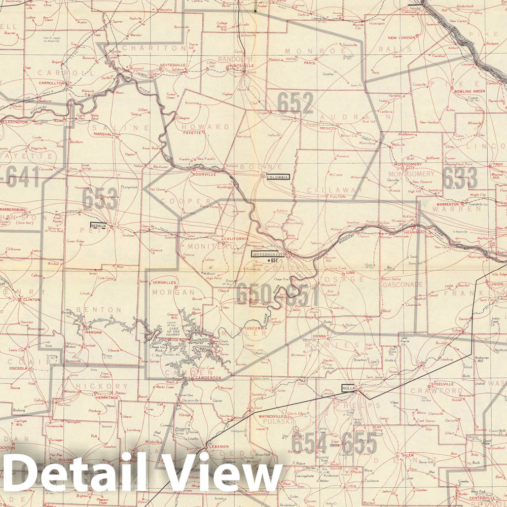 Historic Map : State Postal Map Missouri October 30, 1964. - Vintage Wall Art