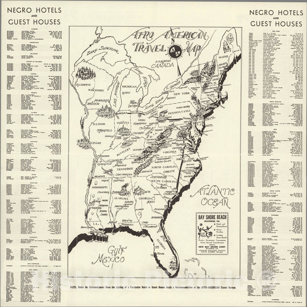 Historic Map : Afro-American Travel Map, 1942 - Vintage Wall Art