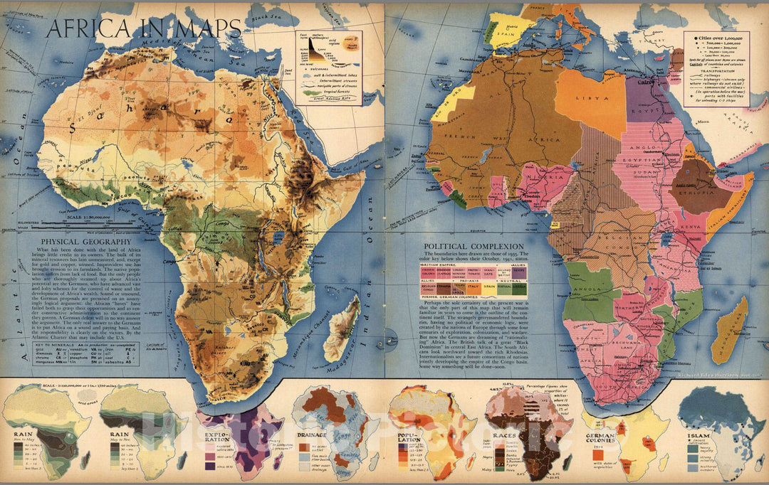 Historic Map : Africa in maps. Richard Edes Harrison, Sept. 1941, 1941 - Vintage Wall Art