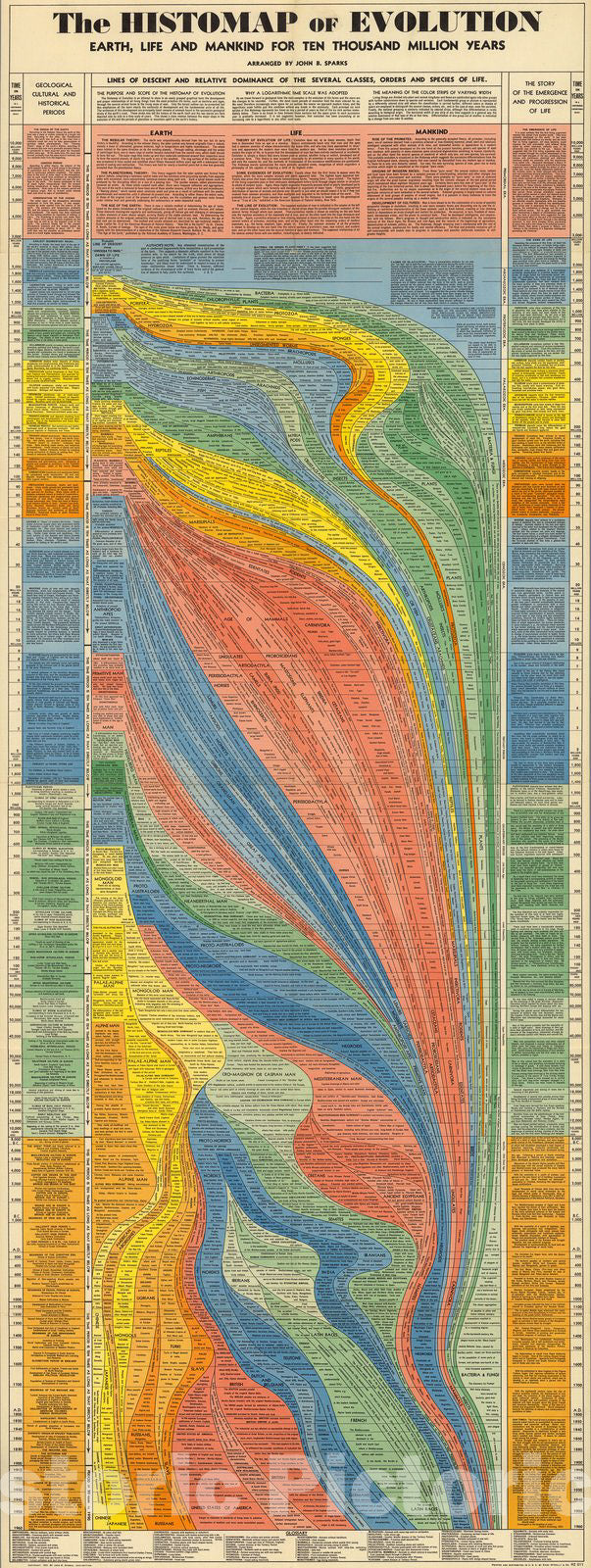 Historic Map : The Histomap of Evolution, 1942, Vintage Wall Decor