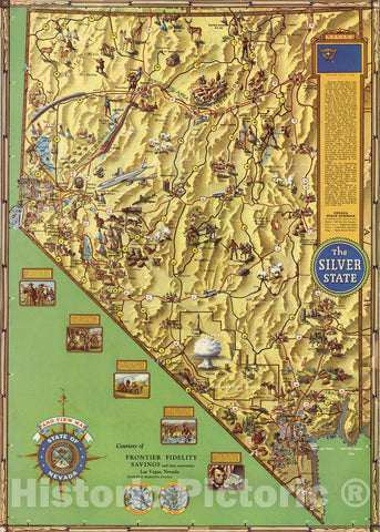 Historic Map : Pano-view map : State of Nevada, 1960 - Vintage Wall Art