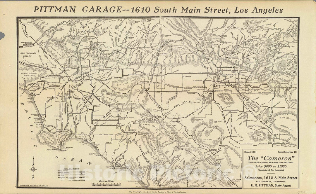 Historic Map : Map of Los Angeles and adjacent counties, 1909 - Vintage Wall Art