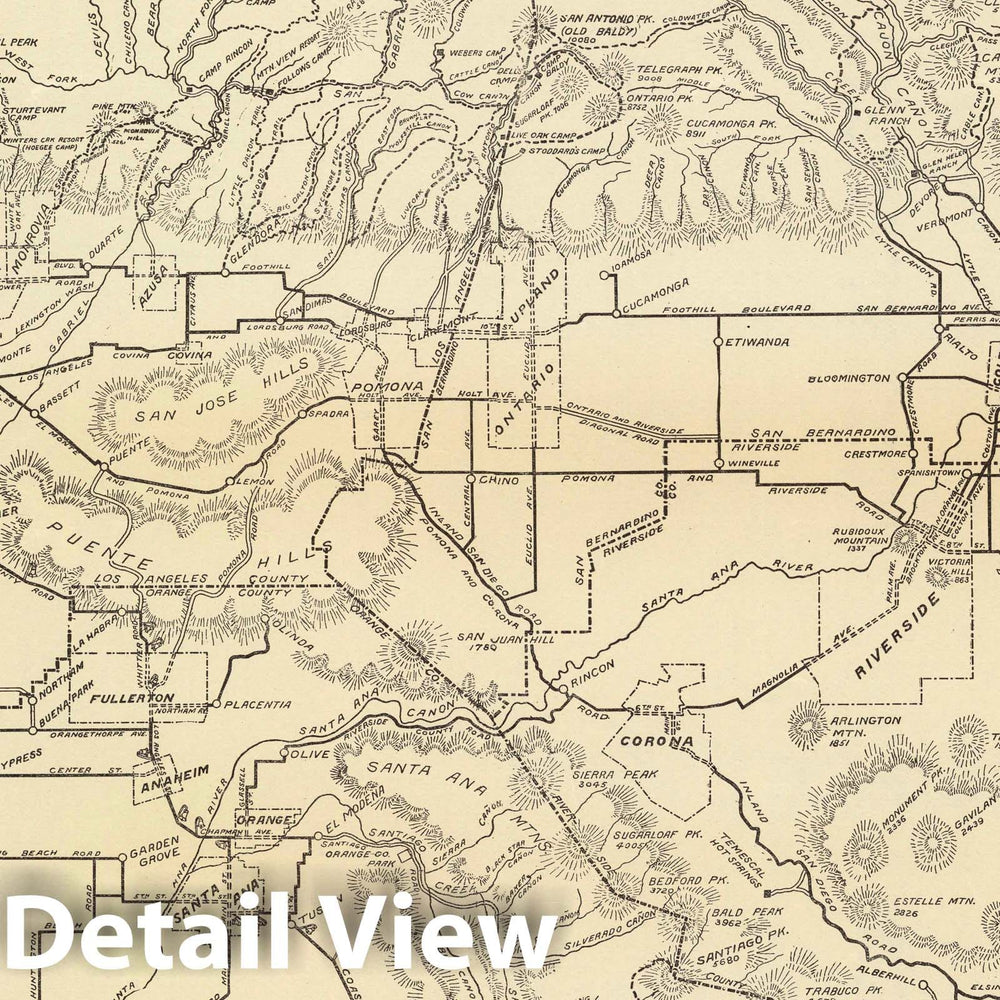 Historic Map : Map of Los Angeles and adjacent counties, 1909 - Vintage Wall Art