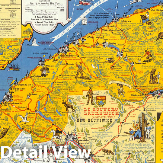 Historic Map : Canada, Quebec, Pocket Map, Carte de vacanes, Quebec et la Gaspesie : Holiday Guide 1959 , Vintage Wall Art