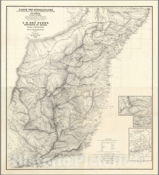 Historic Map : Brazil, Composite map: Karte von Ost-Brasilien, 1831 , Vintage Wall Art