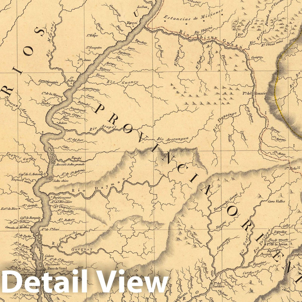 Historic Map : Uruguay, Carta Geographica los Rios de la Plata, Parana, Uruguay y Grande y Los Terrenos Adyacentes. 1827 , Vintage Wall Art