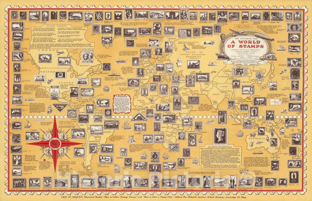 Historic Map : The pictorial map : A world of stamps, 1947 v2