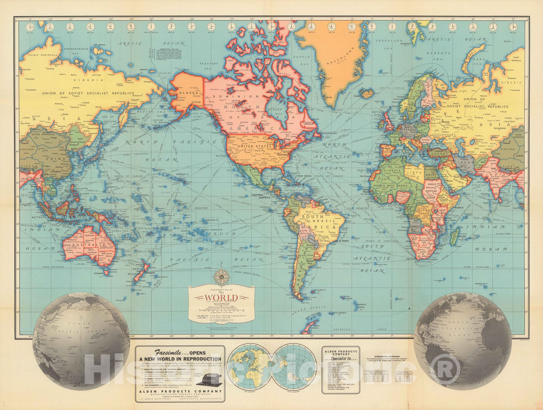 Historic Map : Hagstrom's Map of the World, 1942 - Vintage Wall Art