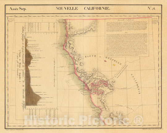 Historic Map : Mexico, Arizona, Sonora (Mexico : State) Nouvelle Californie. Amer. Sep. 46. 1825 , Vintage Wall Art