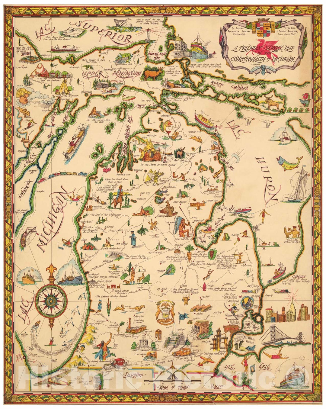 Historic Map - A friendly service map of the Commonwealth of Michigan, 1940 v1