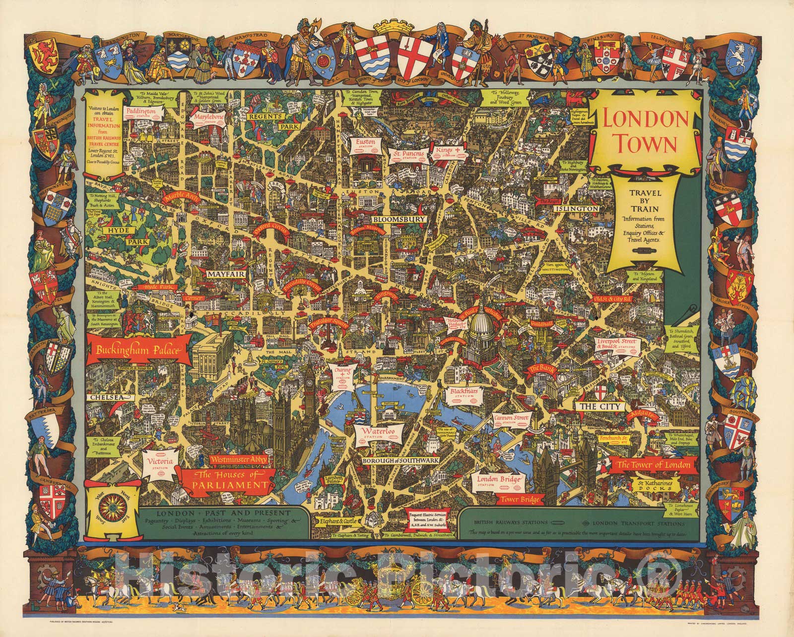 Historic Map : London Town 1953 - Vintage Wall Art