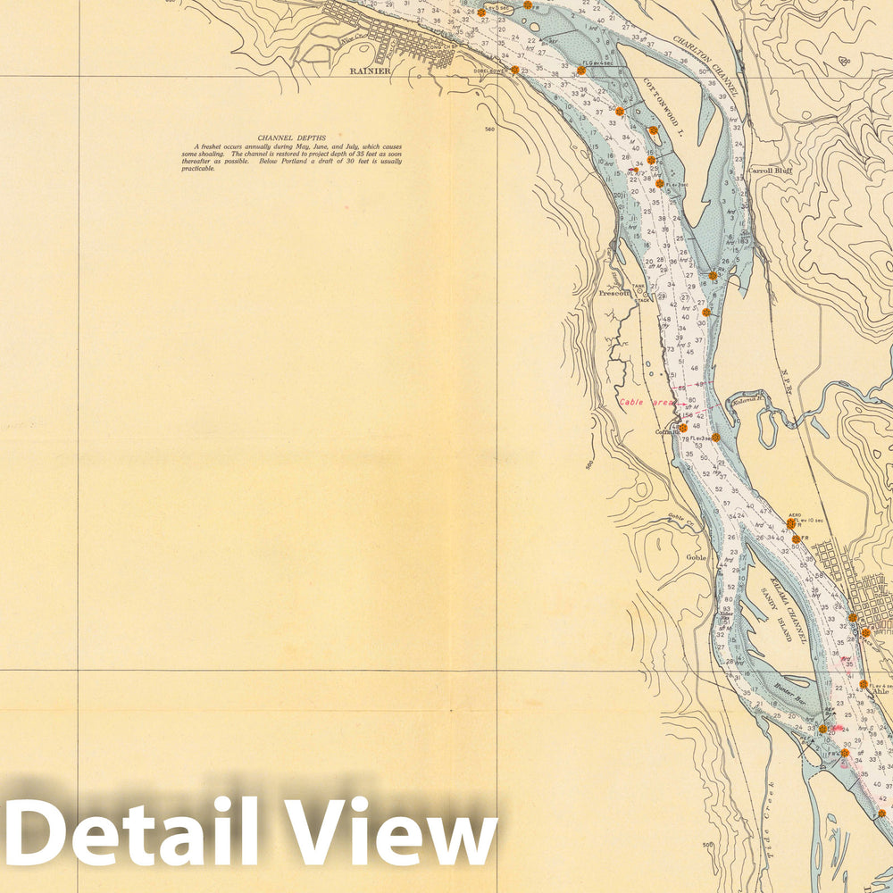 Historic Map : Oregon, Columbia River Columbia River, Crims Island to Saint Helens. U.S.C. & G.S. 6153 1945 , Vintage Wall Art