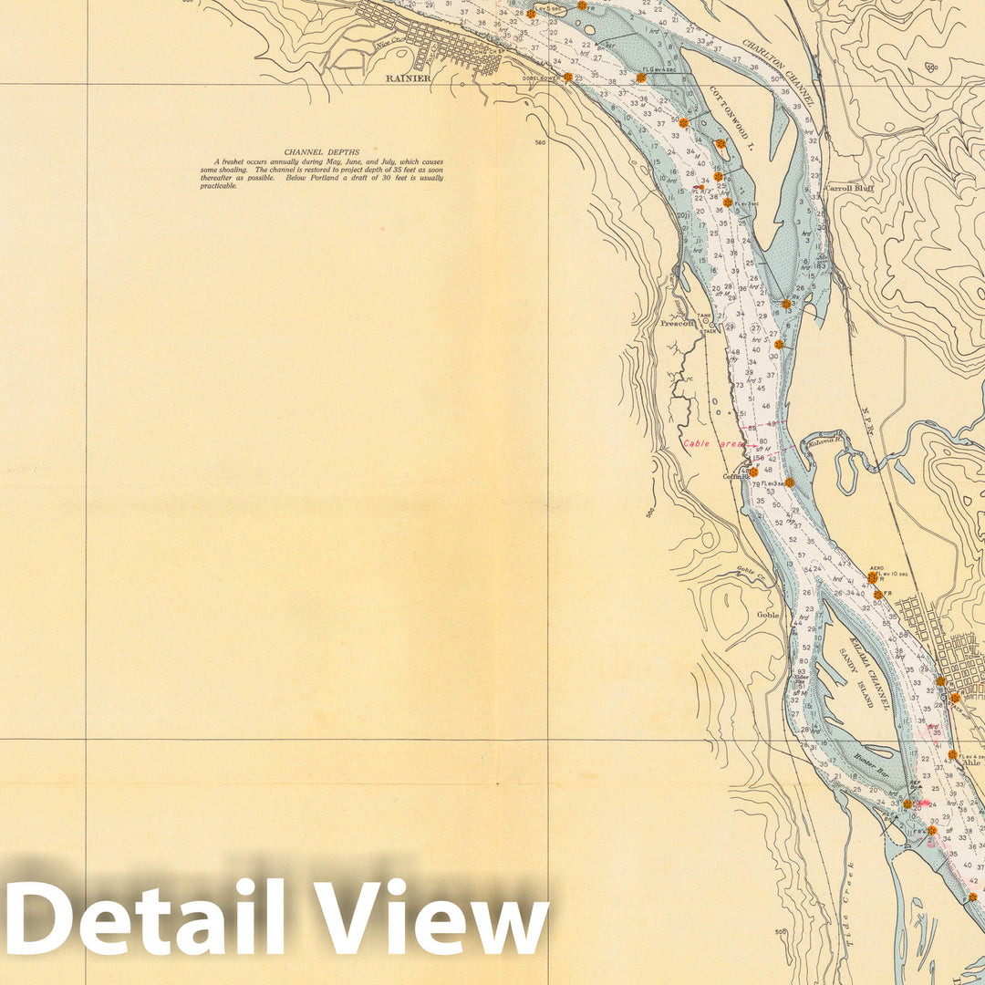 Historic Map : Oregon, Columbia River Columbia River, Crims Island to Saint Helens. U.S.C. & G.S. 6153 1945 , Vintage Wall Art