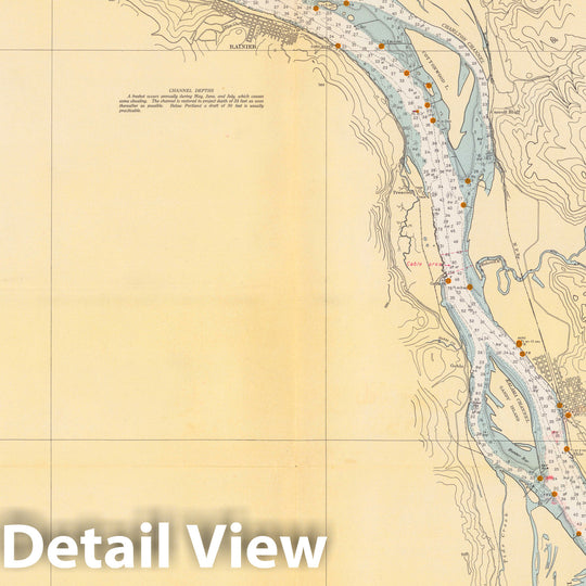 Historic Map : Oregon, Columbia River Columbia River, Crims Island to Saint Helens. U.S.C. & G.S. 6153 1945 , Vintage Wall Art