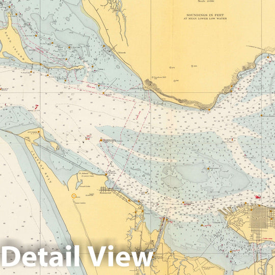 Historic Map : Columbia River Entrance to Harrington Point. U.S.C. & G.S. 6151 1945 - Vintage Wall Art