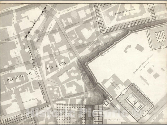 Historic Map : Italy , Rome (Italy), TAV III .A Pianta topografica della parte media di Roma antica 1847 , Vintage Wall Art