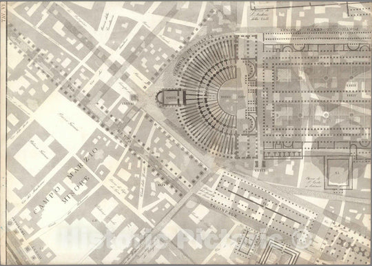 Historic Map : Italy , Rome (Italy), TAV VI.A Pianta topografica della parte media di Roma antica 1847 , Vintage Wall Art
