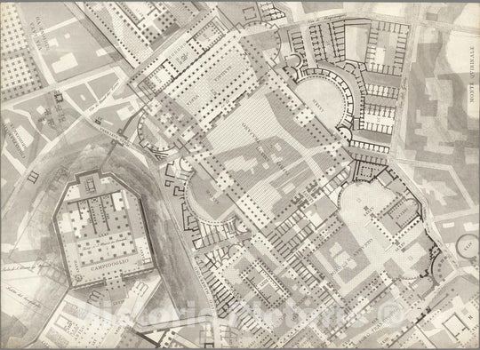 Historic Map : Italy , Rome (Italy), TAV VIII .A Pianta topografica della parte media di Roma antica 1847 , Vintage Wall Art