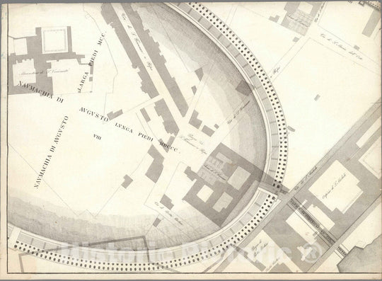 Historic Map : Italy , Rome (Italy), TAV XI .B Pianta topografica della parte media di Roma antica 1847 , Vintage Wall Art