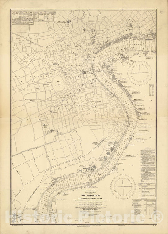 Historic Map : China. East Coast. The Whangpoo. Sheet 3. Yangtzepoo to Lunghua Creek. 1921 v2 - Vintage Wall Art