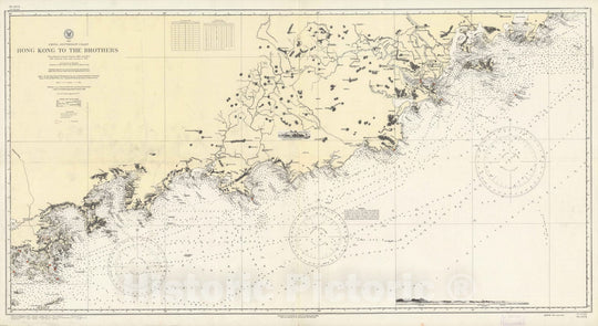 Historic Map : Asia. China - Southeast Coast : Hong Kong to Brothers 1935 - Vintage Wall Art