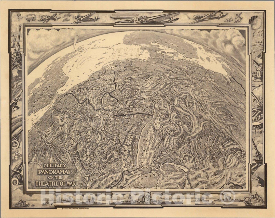 Historic Map : Military Panoramap of the Theatre of War, 1940 - Vintage Wall Art