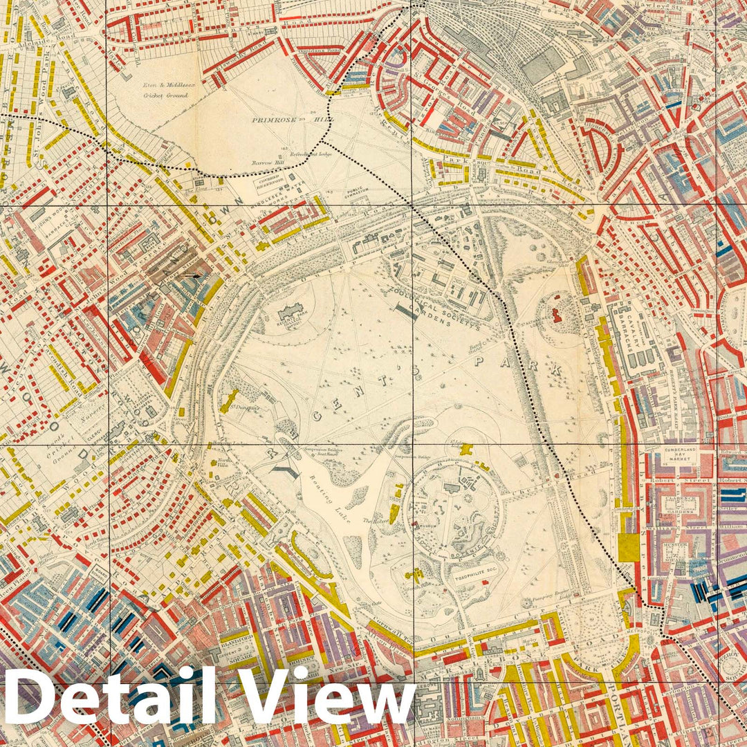 Historic Map : Descriptive map of London poverty. North-Western sheet, 1889 - Vintage Wall Art