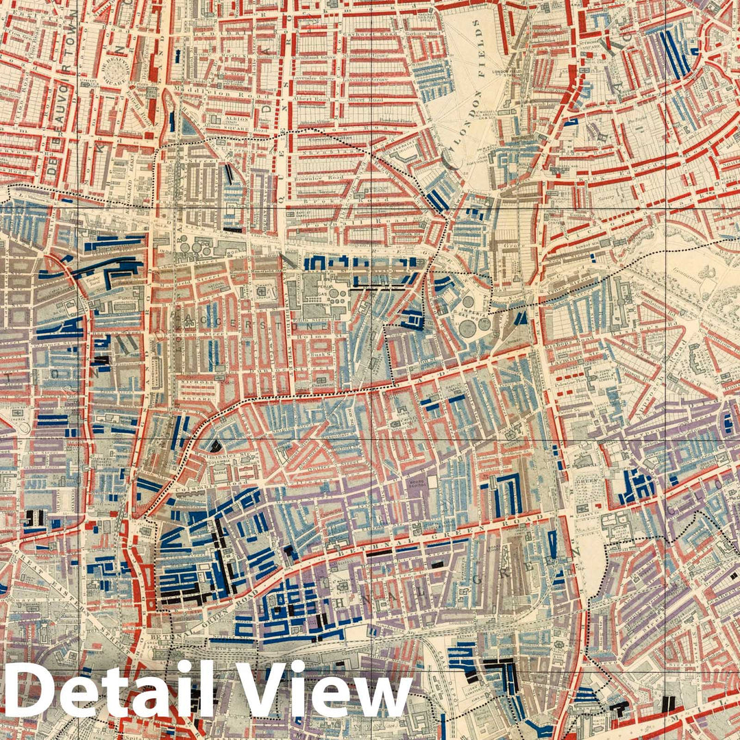 Historic Map : Descriptive map of London poverty. North-Eastern sheet, 1889 - Vintage Wall Art