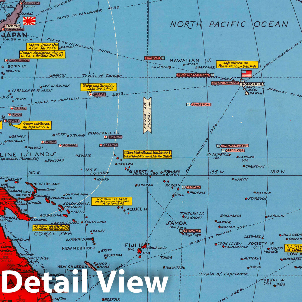 Historic Map : Young America Pacific Theatre War Map, 1943 - Vintage Wall Art