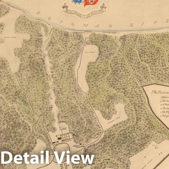 Historic Map : Pictorial Chart and Topographic Map of Stratford Plantation, Westmoreland County, Virginia, 1955 - Vintage Wall Art