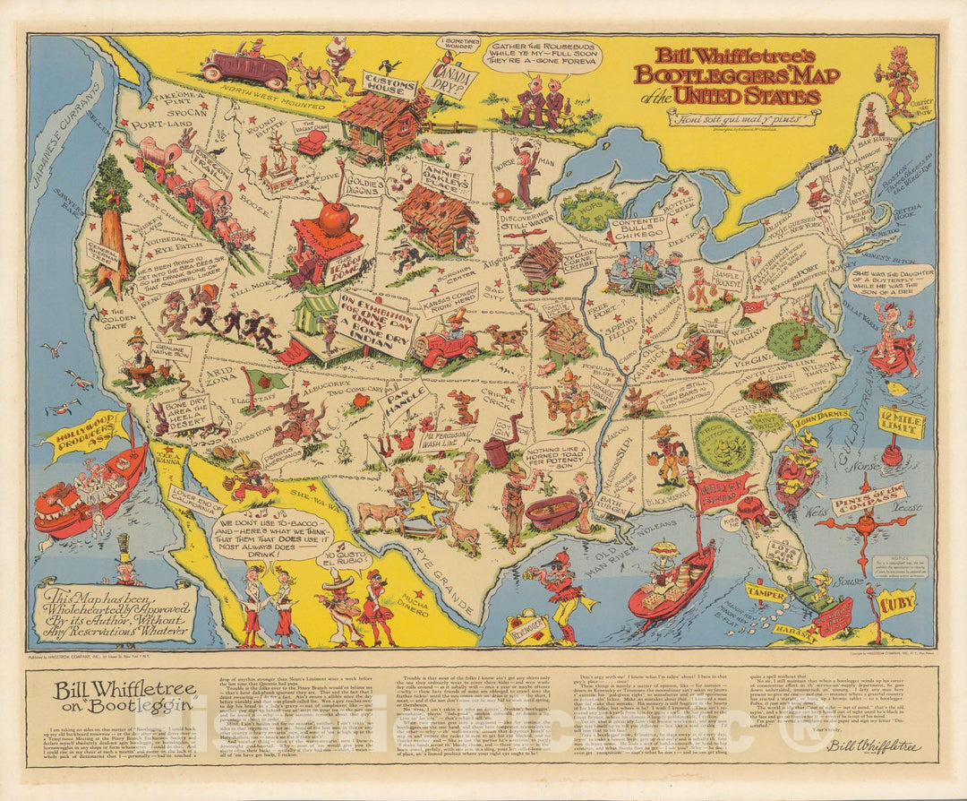 Historic Map : Bill Whiffletree's Bootleggers' Map of the United States, , Edward Gerstell McCandlish, Vintage Wall Art